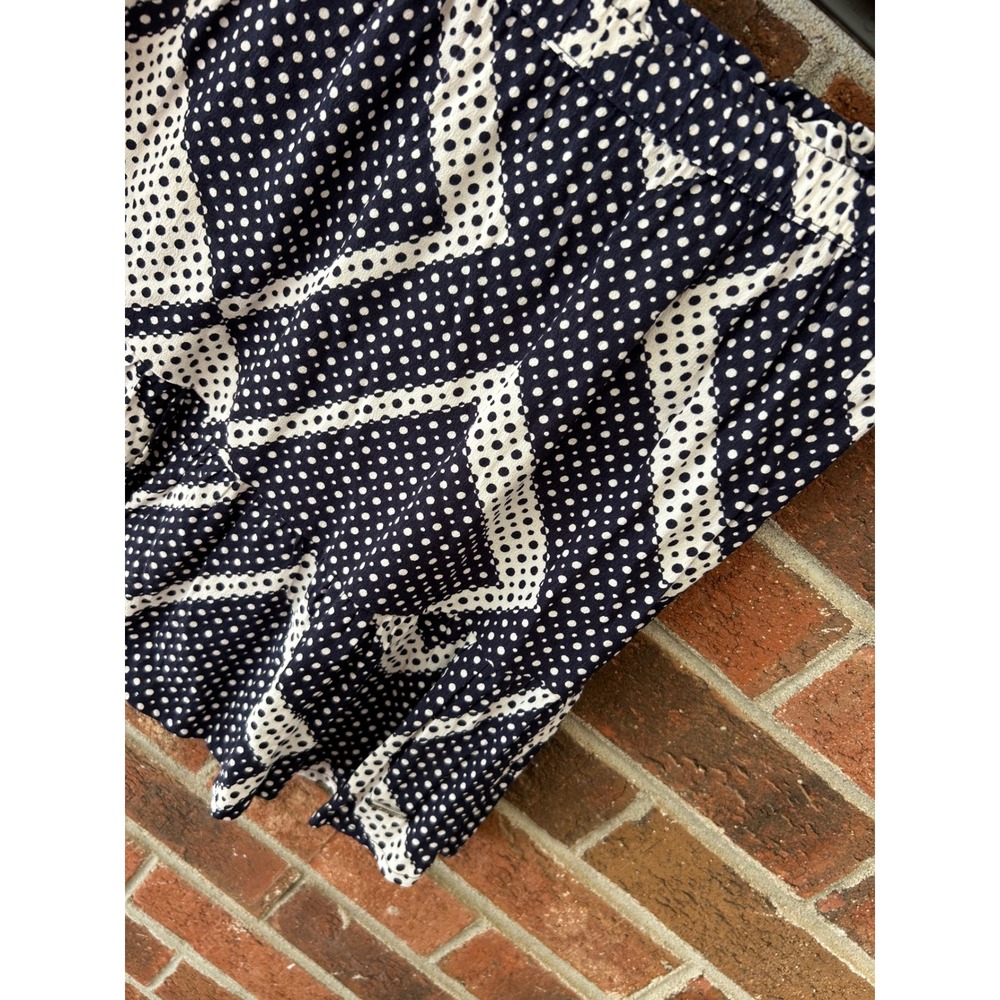Nautica Navy Blue White Polka Dot Geometric Ruffle Hem Mini Skirt Small